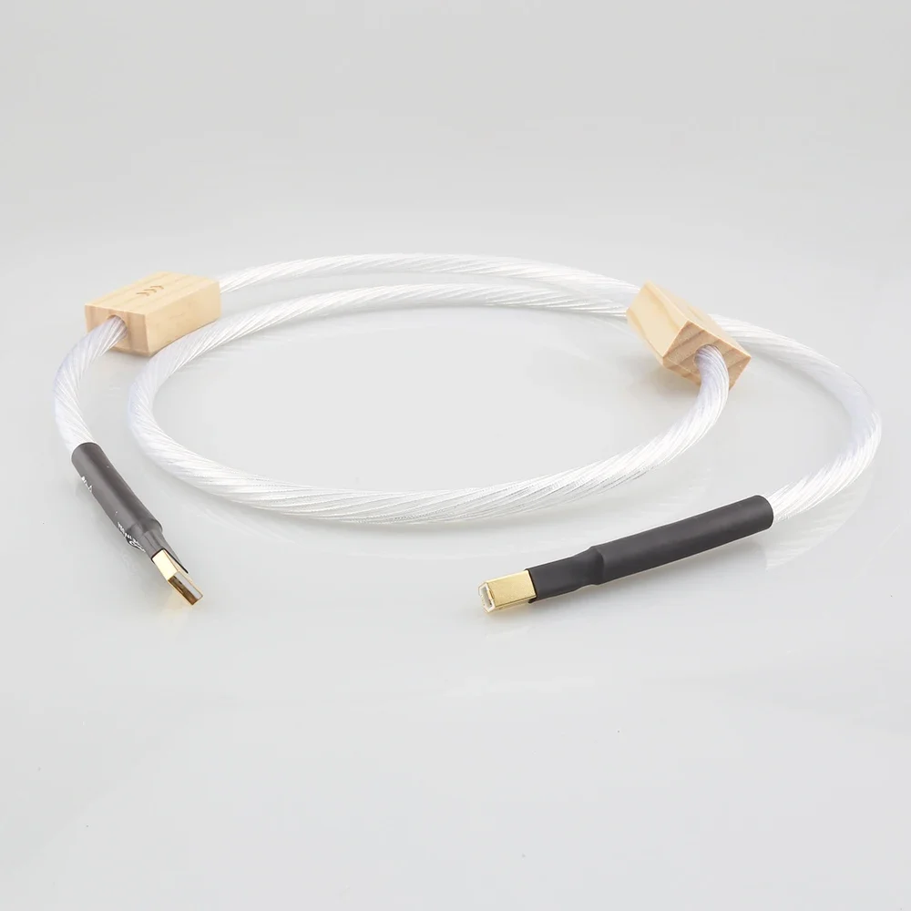 high quality 2 Silver-Plate USB 2.0 Version A-B Cable Computer DAC Decoder Data Cable Sound card cable - Image 2