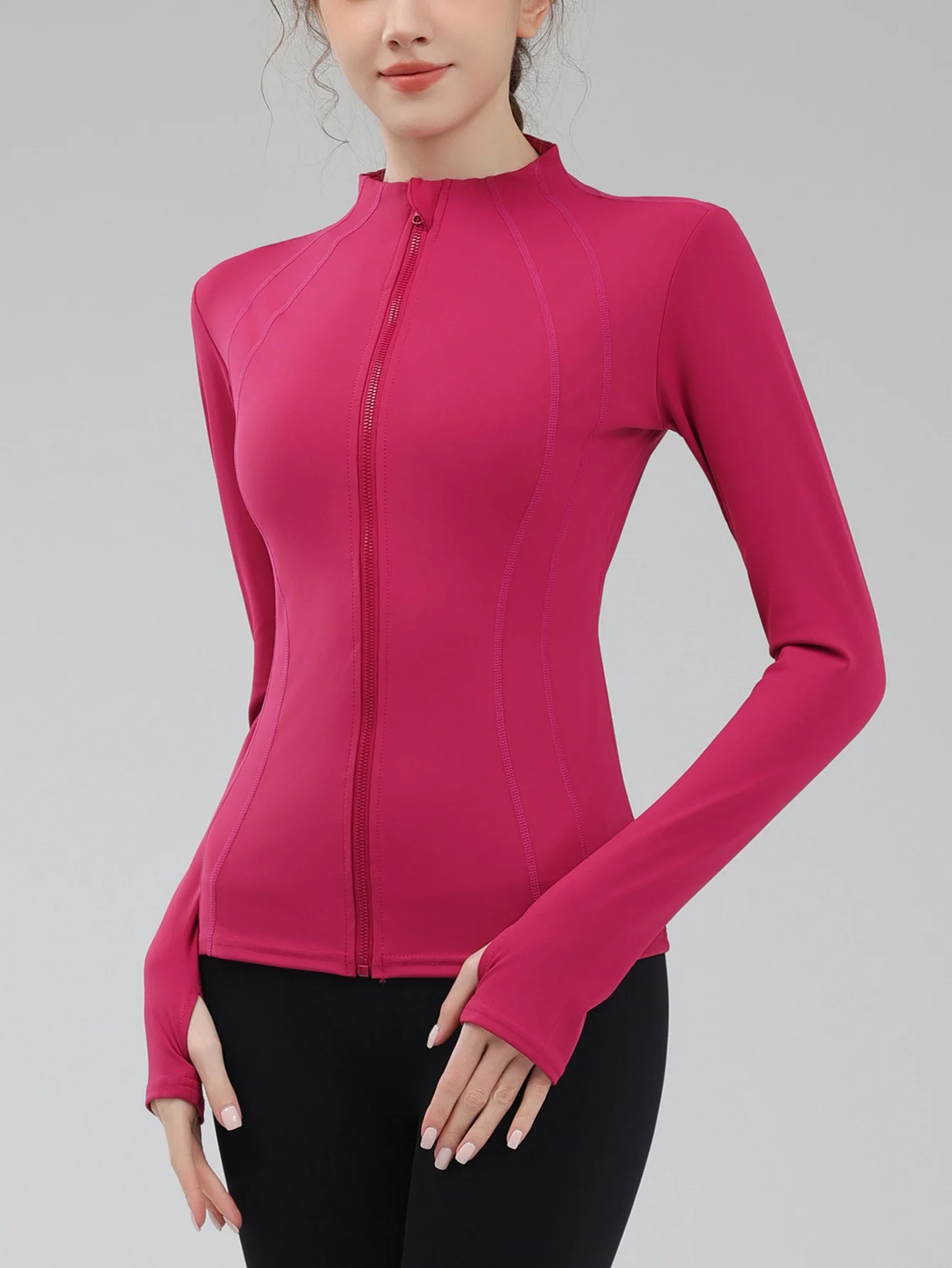 سترة نسائية أنيقة متعددة الاستخدامات وأكمام طويلة ورقبة عالية للخريف والشتاء أنيقة يومية كاجوال عادية