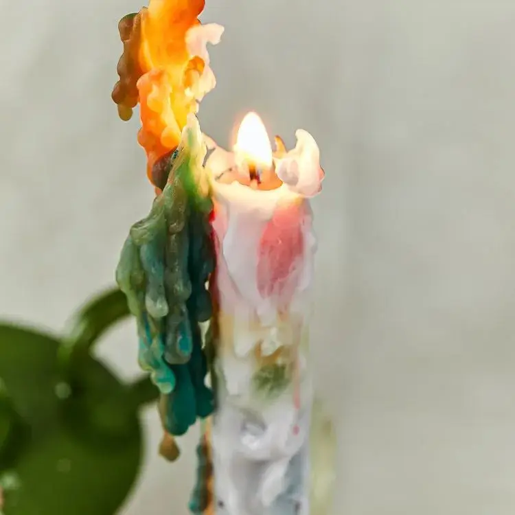 Cute Magic Burning Candles Paraffin Wax Colorful Drip Candle Long Candle, Nordic ins style decoration, festive atmosphere, home