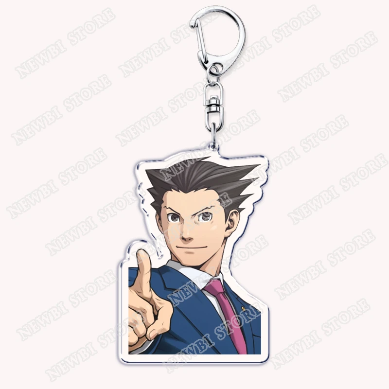 Hot Game Keychains for Accessories Jewelry Phoenix Wright Miles Edgeworth Objection Apollo Justice Keyrings Fans Friends Gifts