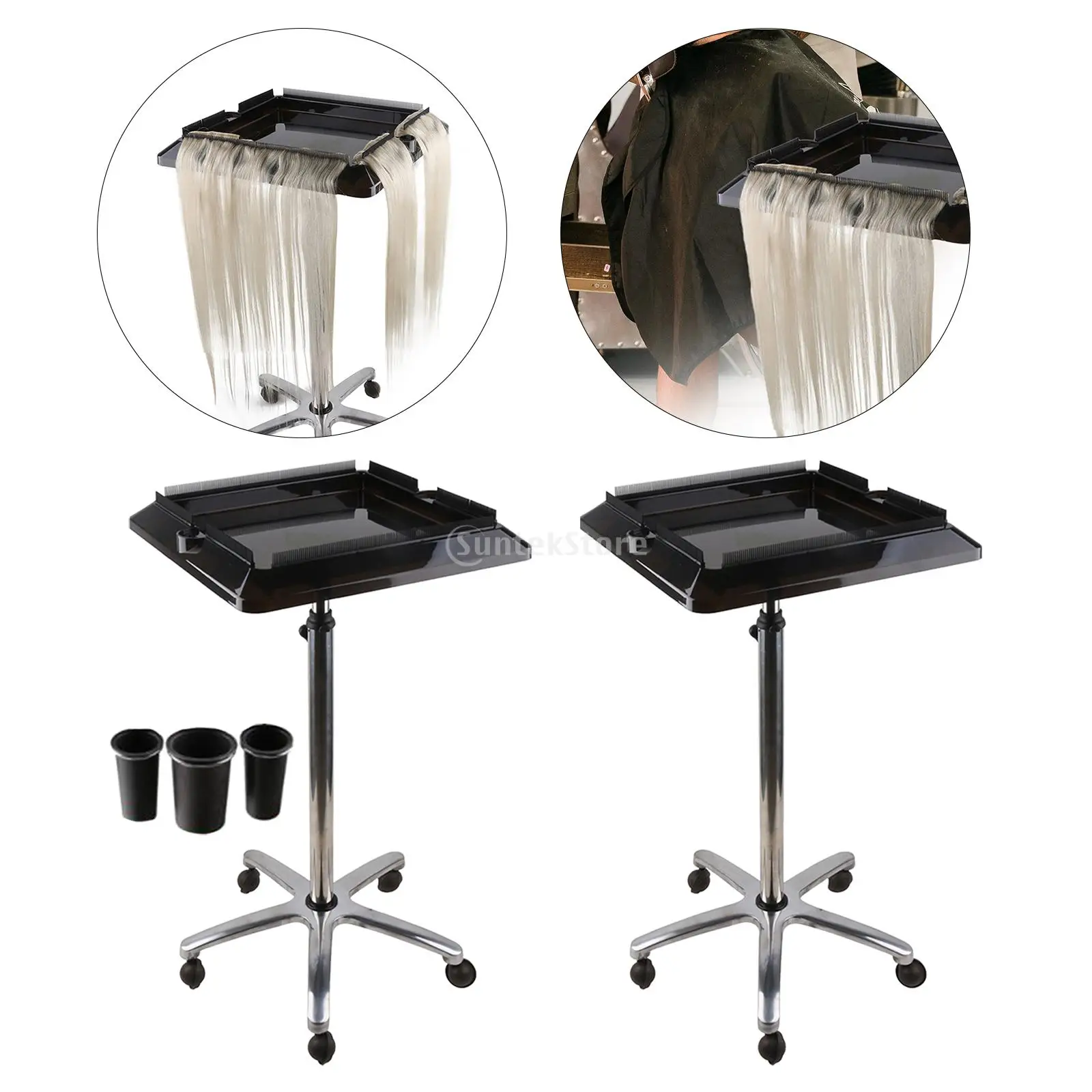 Beauty Salon Trolley Movable Hairdressing Hair Extension Tools Trolley with 3pcs barrels Hair Salon Bracket Cart