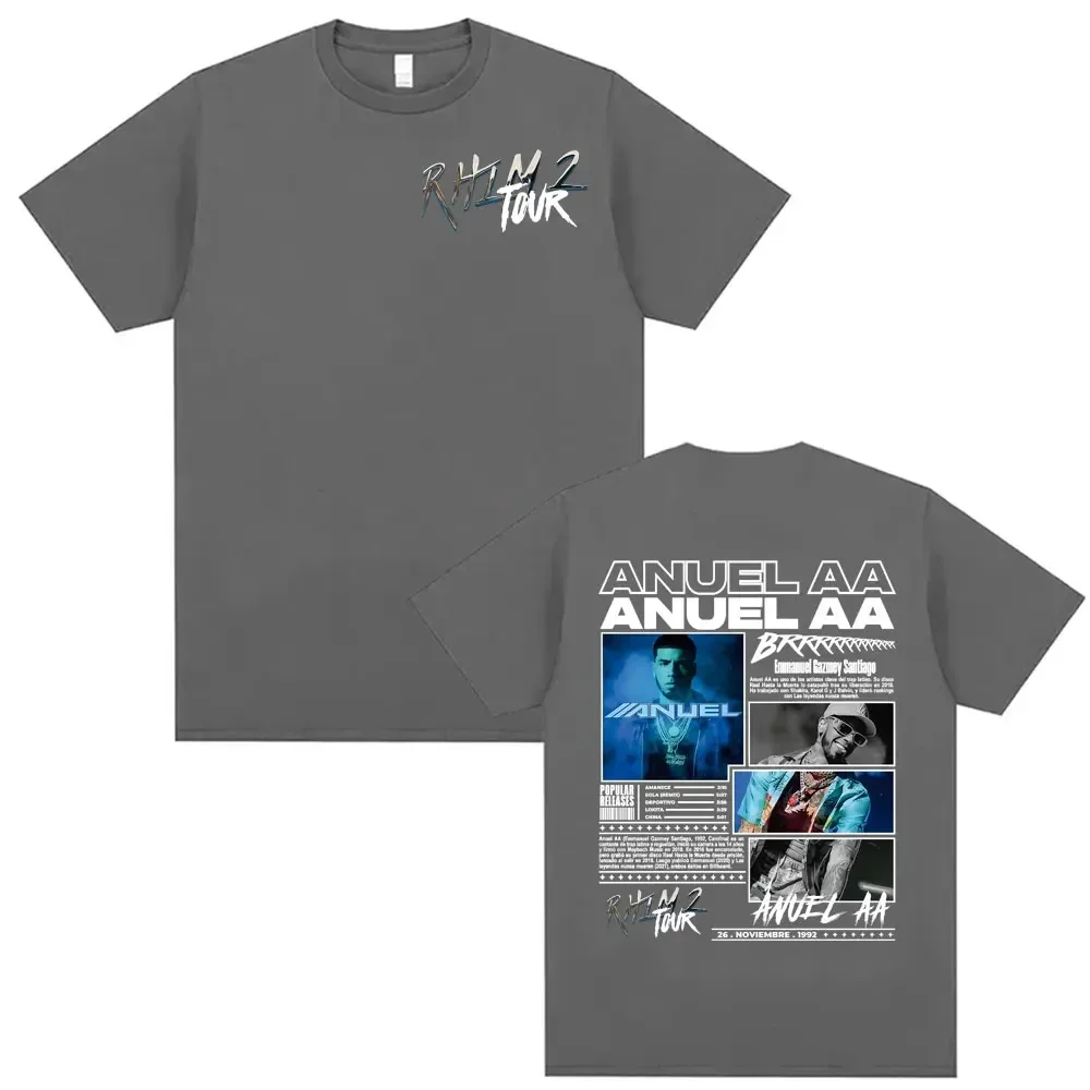 Customization Rapper Anuel AA Rhlm 2 Album 2025 Tour T-shirts Men Women Fashion Hip Hop Gothic Clothes T Shirt Short Sleeve T-sh