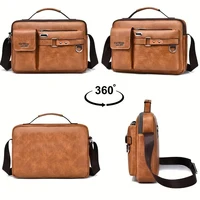 Men's Retro Messenger Bag with Waterproof Design, Large Capacity Laptop Briefcase for Office Work, Travel and School 5