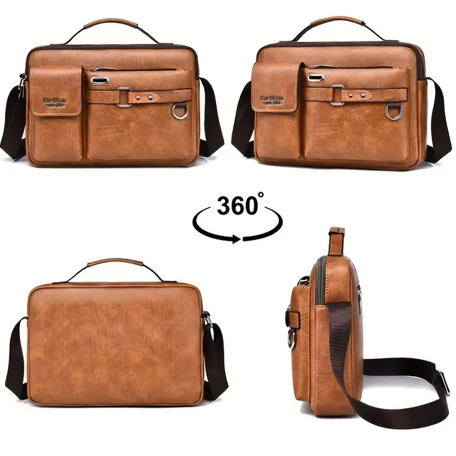 Men's Retro Messenger Bag with Waterproof Design, Large Capacity Laptop Briefcase for Office Work, Travel and School – view 5