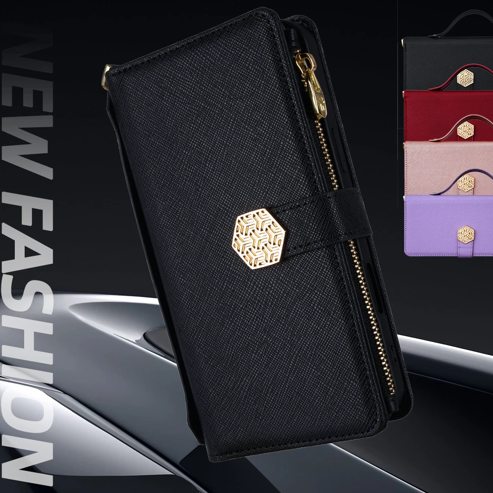 

Роскошный магнитный кожаный чехол-кошелек для OPPO A58X A58 A57 A57S A57E A56 A56S A55 A54S A54 Многофункциональный чехол для телефона Funda