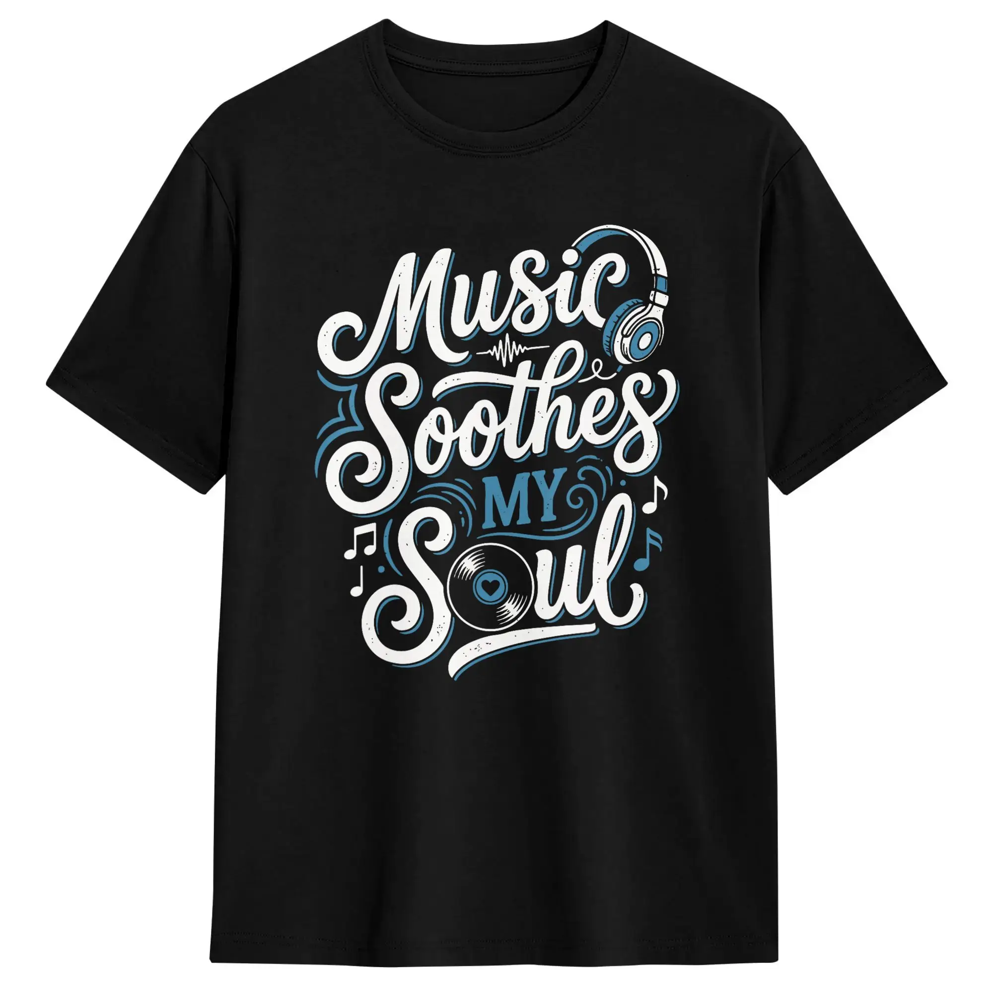 Music Soothes My Soul T Shirt Men's  Y2K Fun T-Shirts Summer O Neck Hippie Tee Shirt Pattern Plus Size Clothing