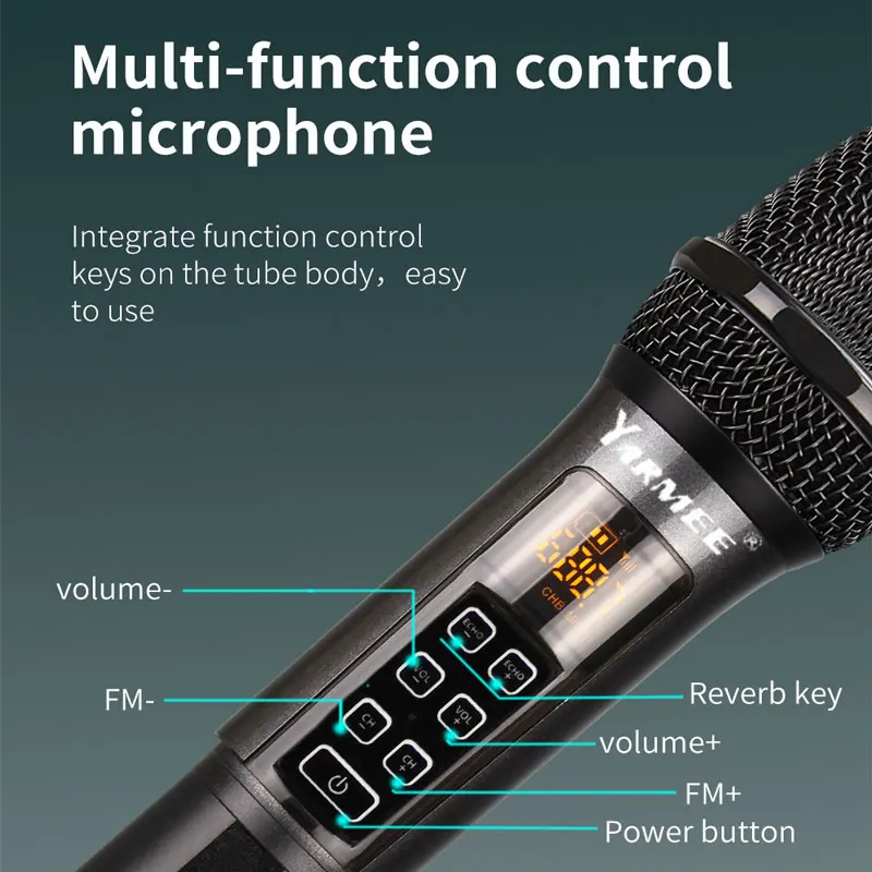 YARMEE Professional UHF Wireless Microphone Handheld Karaoke Mic Speaker With Rechargeable Lithium Battery Receiver For Singing