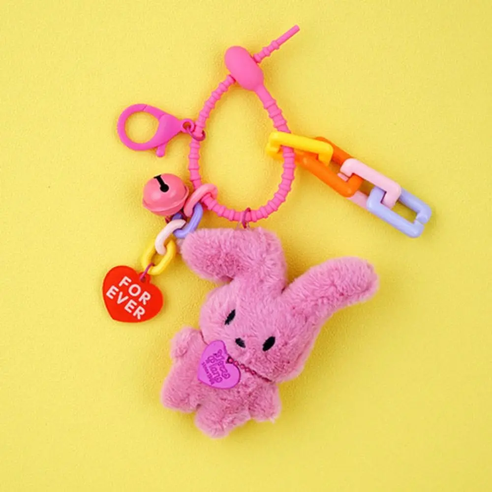 

PP Cotton Plush Rabbit Keychain Squinting Fluffy Bunny Stuffed Toys Pendant Collection Ins Bunny Heart Keyring