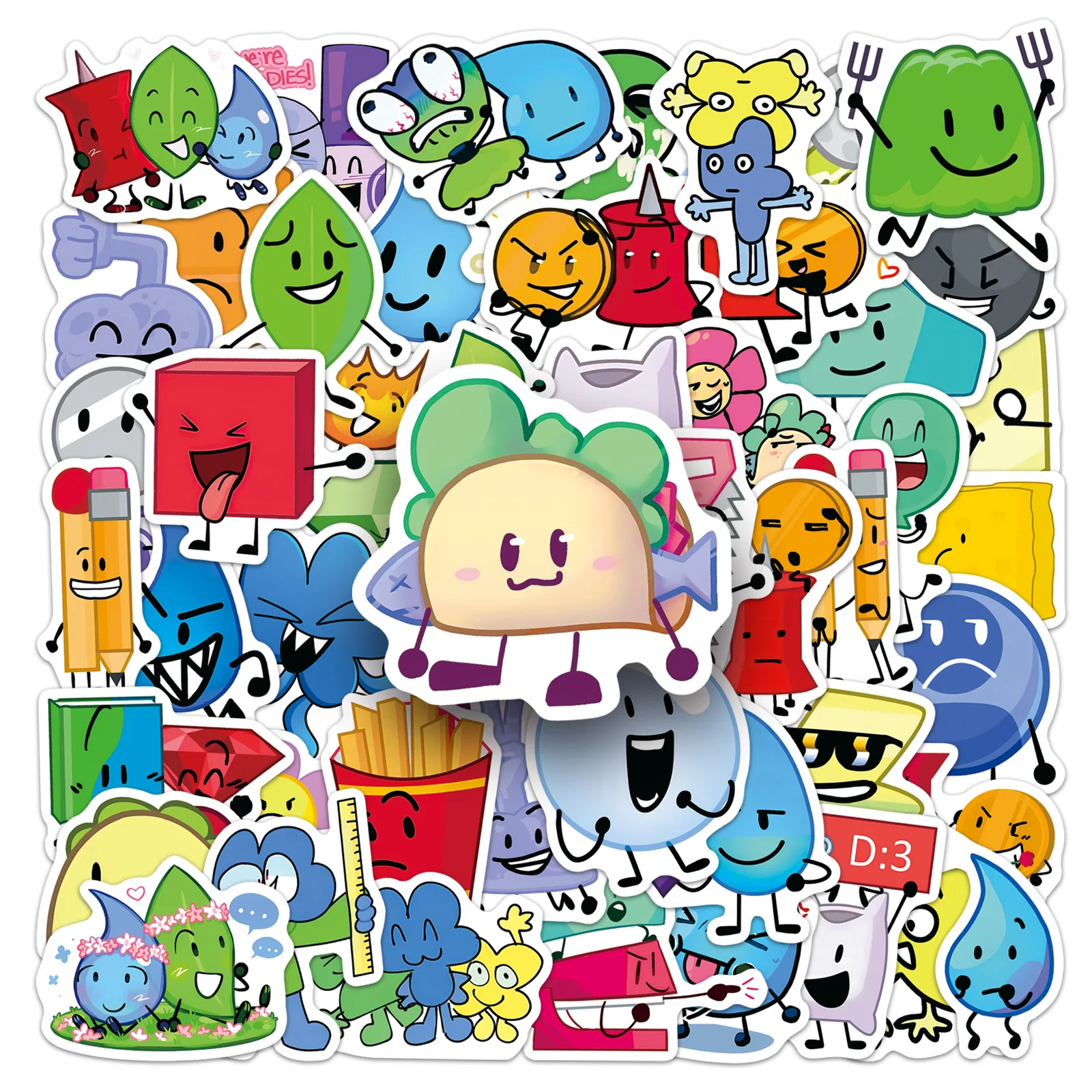 50-Pack Cartoon Comedy Animation Doodle Stickers Waterproof Decorative Decals for Laptop Guitar Notebook Stationery