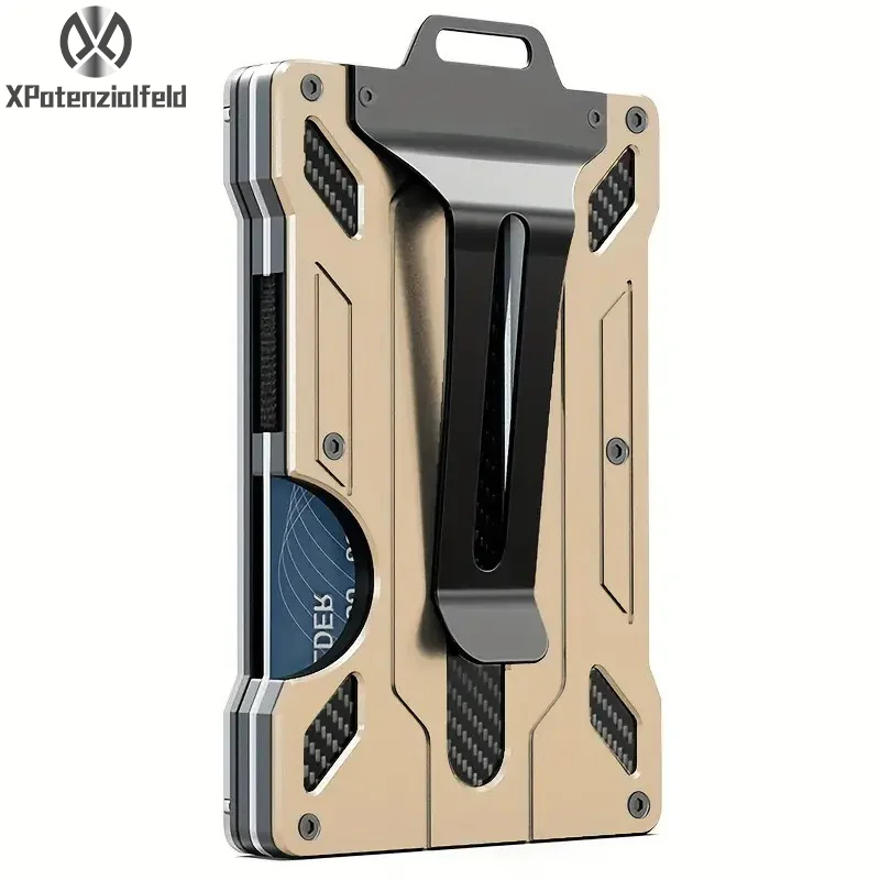 Metal Anti-Theft Brush RFID Aluminum Alloy Carbon fiber Card Holder, Work Badge, Transparent, Ultra-Thin, Access Control, Car