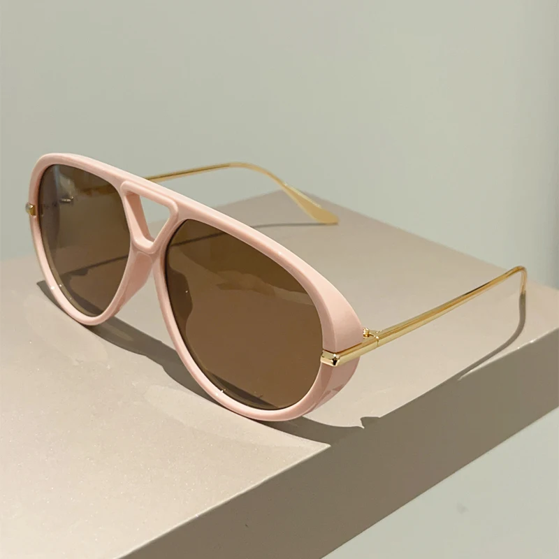KAMMPT Oversized Pilot-zonnebril 2025, nieuw in Vintage Double Bridge-zonnebril Dames Trendy luxe merkontwerp Outdoor Shades