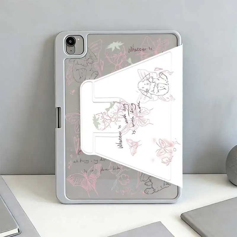 360°Rotatable Tri-Fold Stand Cover For iPad 10.2 7/8/9 4/5 10.9 10th IPad Mini6 8.3 Pro 10.5 Pro11 iPad A16 2025 11 Air11/13