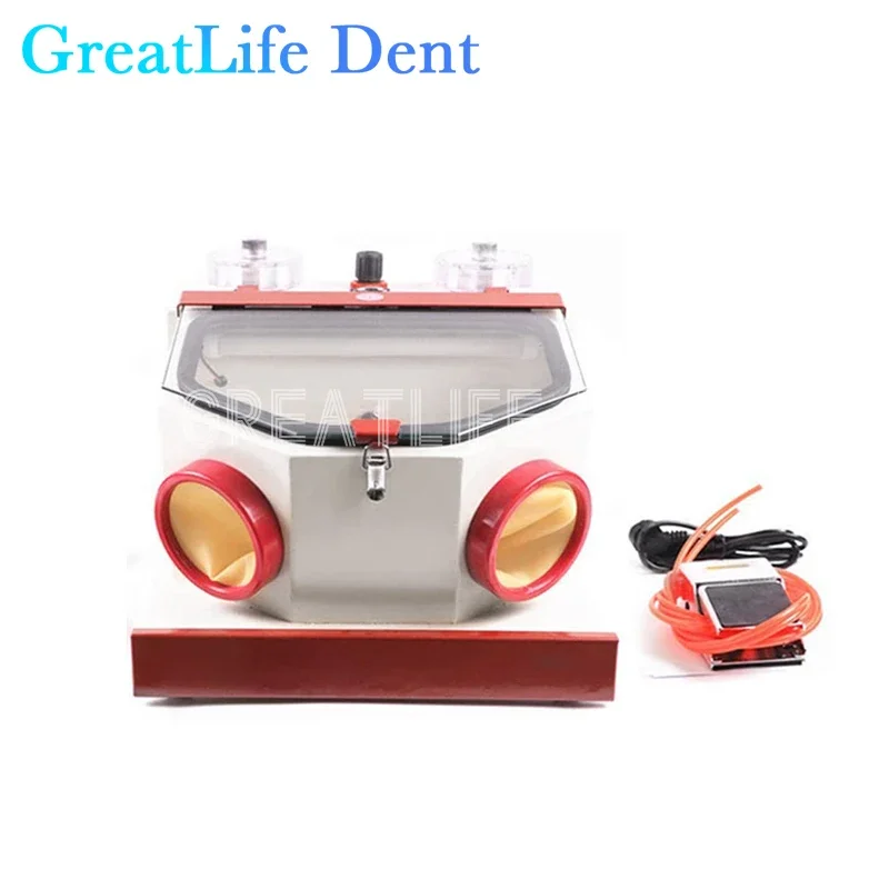 

GreatLife Dent Dental Lab Equipment Twin Double Pen Sandblaster Sandblasting Dry Air Polisher Prophy Machine with Led and Drawer