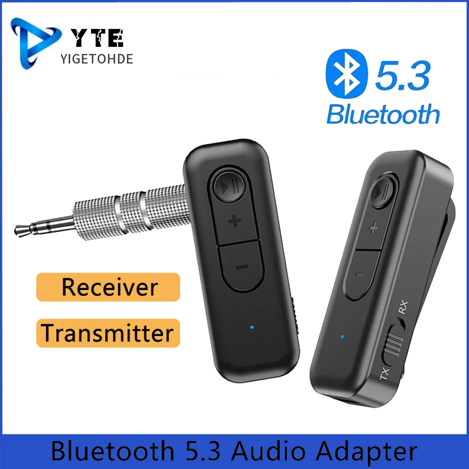 YIGETOHDE-2-in-1 Bluetooth 5.3トランスミッター,レシーバー,カーアダプター,ヘッドフォン,スピーカー,ステレオ,家庭用,3.5mm, BTアダプター