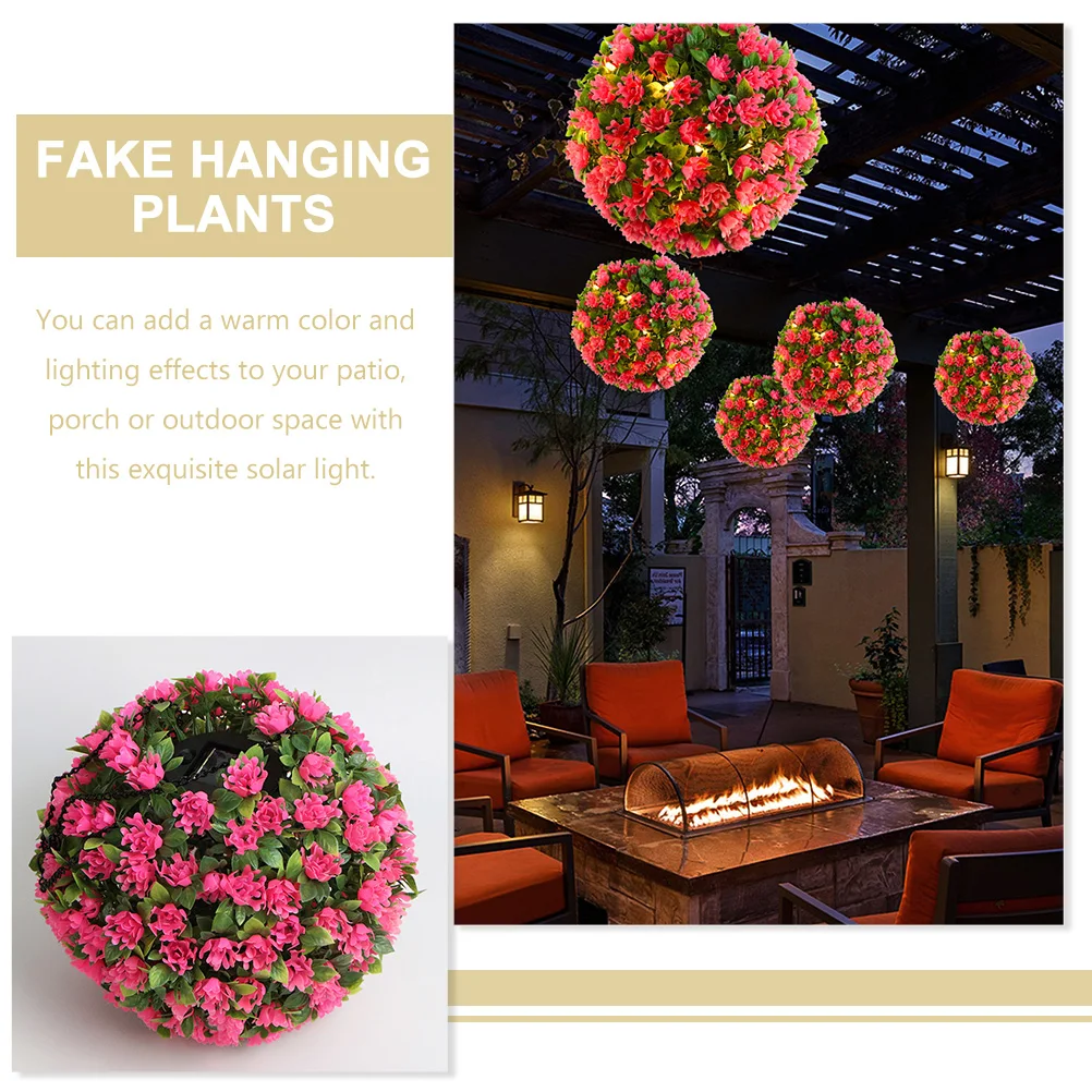 

Pink Balls Solar Garden Lamp Artificial Led Lighted Floral Topiary Ball Flowers Topiary Ball Light Faux Plants Decor Yard