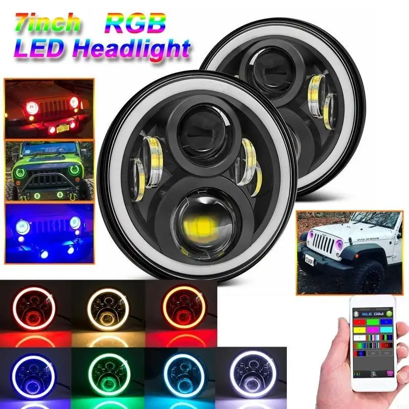 2025 جديد 2 قطعة 300 واط RGB LED عيون الملاك المصباح سيارة ديكور الكاشف مصباح الضباب ل رانجلر #3