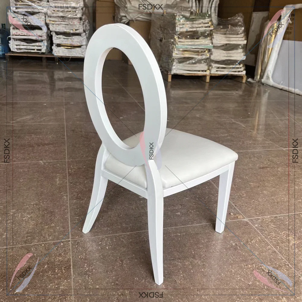 

Luxury Wedding Event Banquet Stackable Metal Kid Chairs White Leather Upholstered Stainless Steel Dining Chair For Events