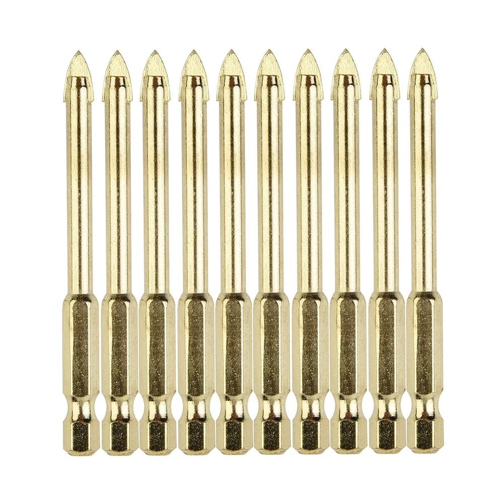 

10* Drill Bit 10pcs 6mm Alloy Ceramic Spear Head Tile Glass Titanium Tungsten Carbide Pratical High Quality Nice