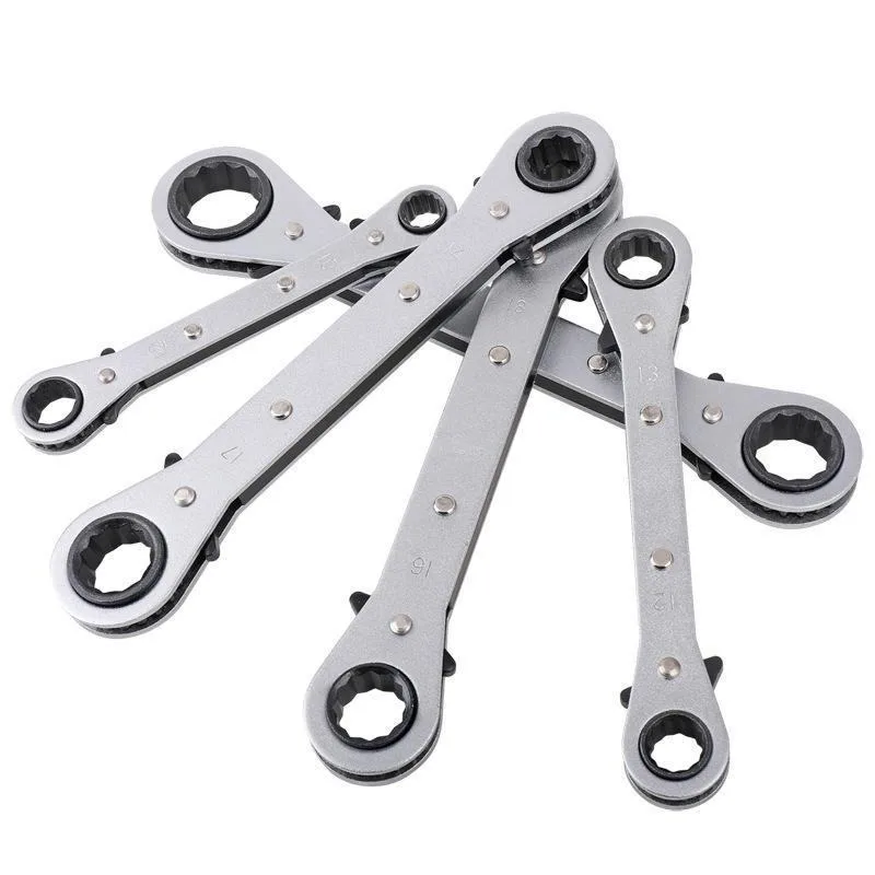 5-Piece ratchet wrench set plum blossom double head two-way 6-22mm metric imperial thickened high carbon steel
