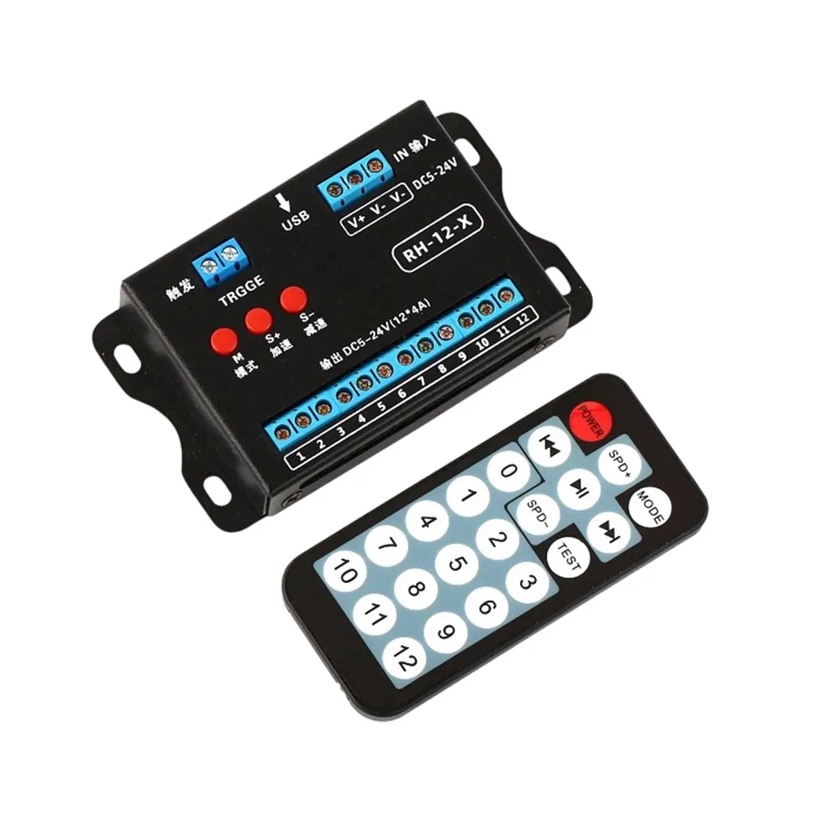 DT75BG DC5-24V 12-Channel LED Controller Programmable Single Color RGB Controller with Remote Control