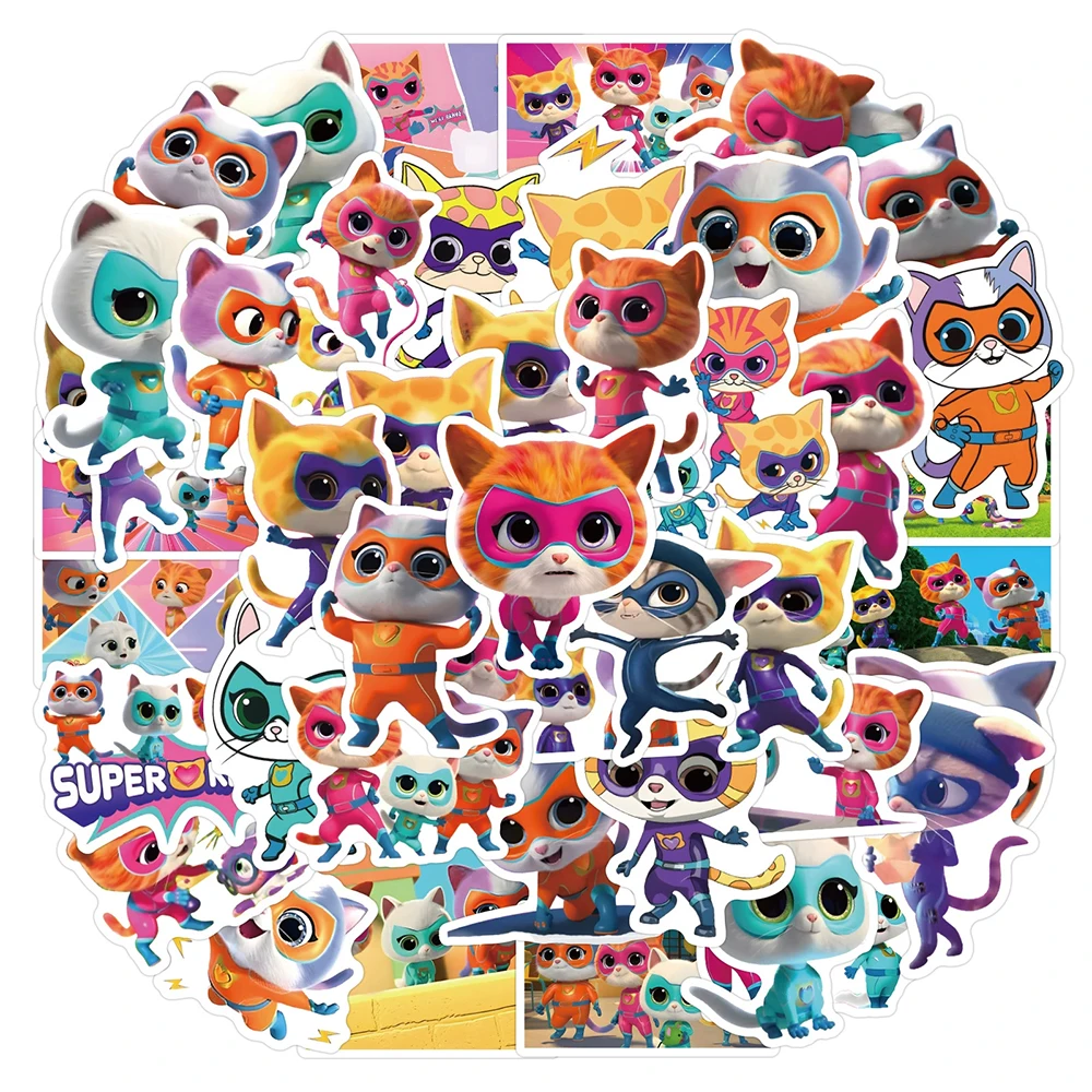 10/30/50/100 Stück süße Cartoon-Aufkleber Kawaii Anime Super Kitties Aufkleber für Wasserflasche Telefon Laptop Skateboard Spaß für Kinderspielzeug