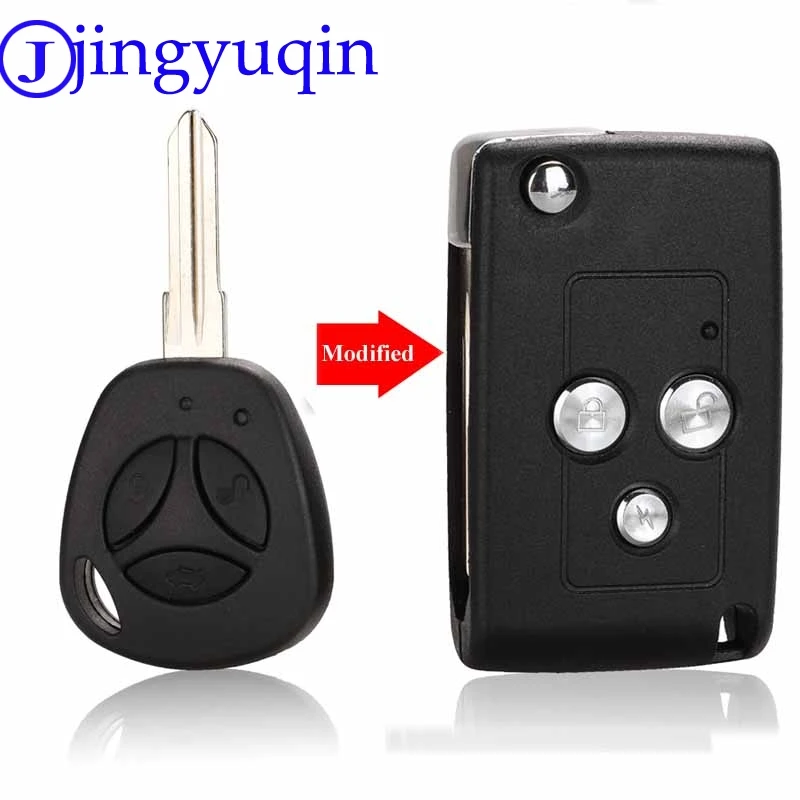 

jingyuqin 10p3 Buttons Modified Flip Folding Car Blank Key Shell For Lada Priora Kalina Remote Case Cover Fob