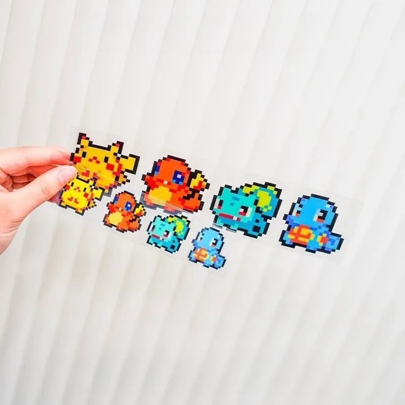 Pixel Pokemon Car Reflective Stickers Cute Pikachu Gengar Decals Cartoon Pocket Monster Side Window Vinyl Auto Decor Stickers