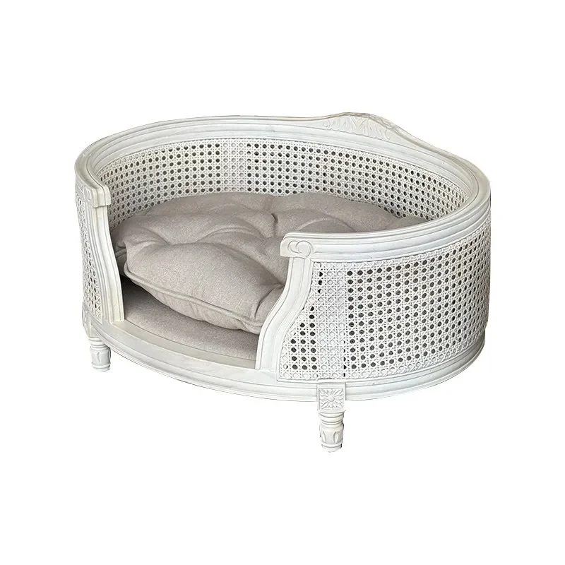 

Pet solid wood sofa bed cat and dog kennel off the ground small dog