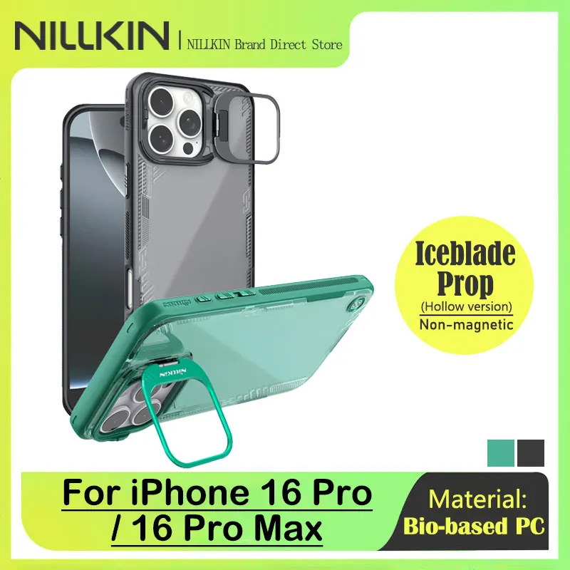 Nillkin Magnetic Case with Stand, for iPhone 16 Series, Camera Protection Bracket, Eco-friendly, Transparent, Back Cover Holder