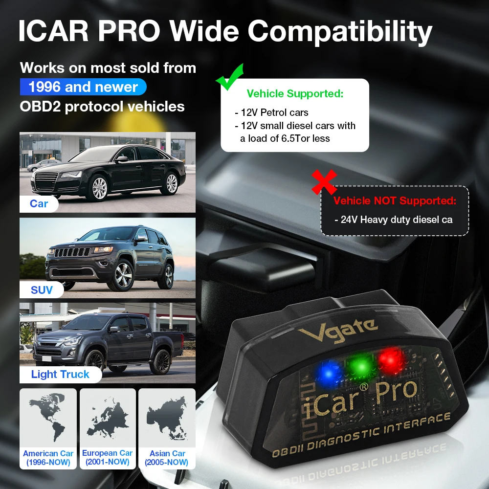 Vgate iCar Pro ELM327 WIFI OBD2 Scanner Bluetooth-Compatible 4.0 For Android/IOS Car Auto Diagnostic Tool PK ICAR2 ELM 327 V1.5