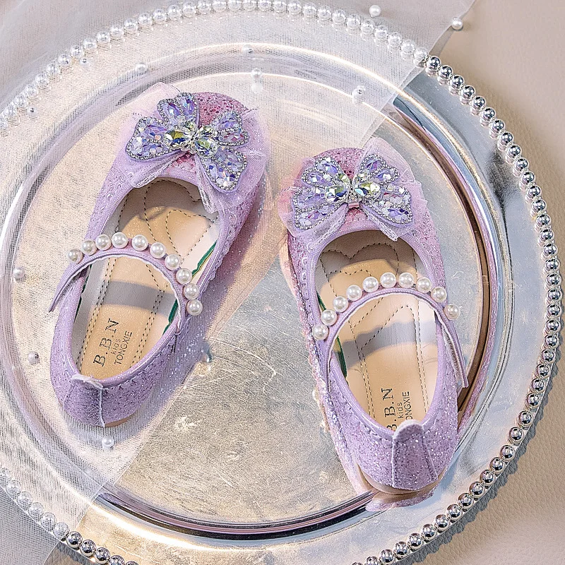 Mädchen Glitzer Strass Schmetterling Perlen Mary Jane Ballerinas Rutschfeste Weiche Sohle Kleinkind Mädchen Hochzeit Party Prinzessin Festliche Schuhe – Detail 11