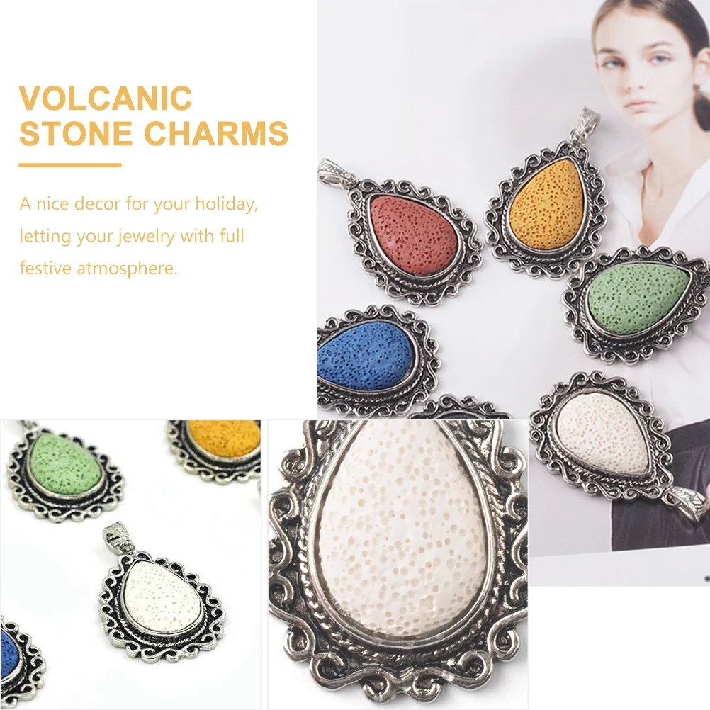 

Necklace Drop Pendant Jewelry Stone Volcanic Rock Teardrop Craft Making Accessories