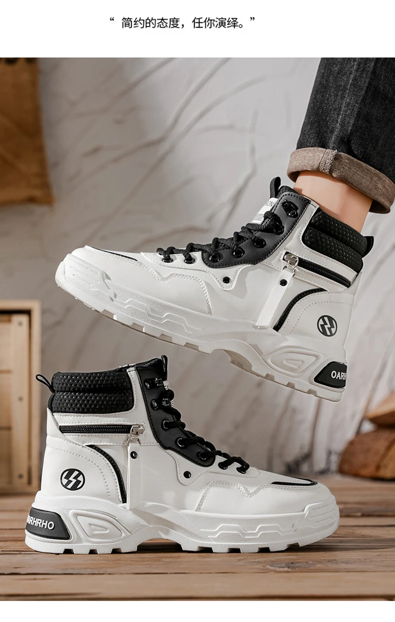 Herrenstiefel Frühling und Herbst Neue Weichsohlen-Antirutsch-Freizeitstiefel Modische Joker-Outdoor-High-Top-Stiefel Jugendliche Komfort-Arbeitsstiefel – Detail 11