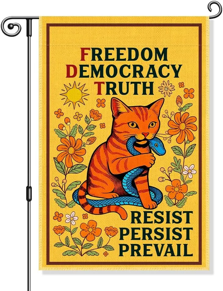 Resist Dissent Persist Garden Flag, Funny Cat Snake Protest Signs for Outdoors, Equality Human Rights Progressive Protest Fl AAS