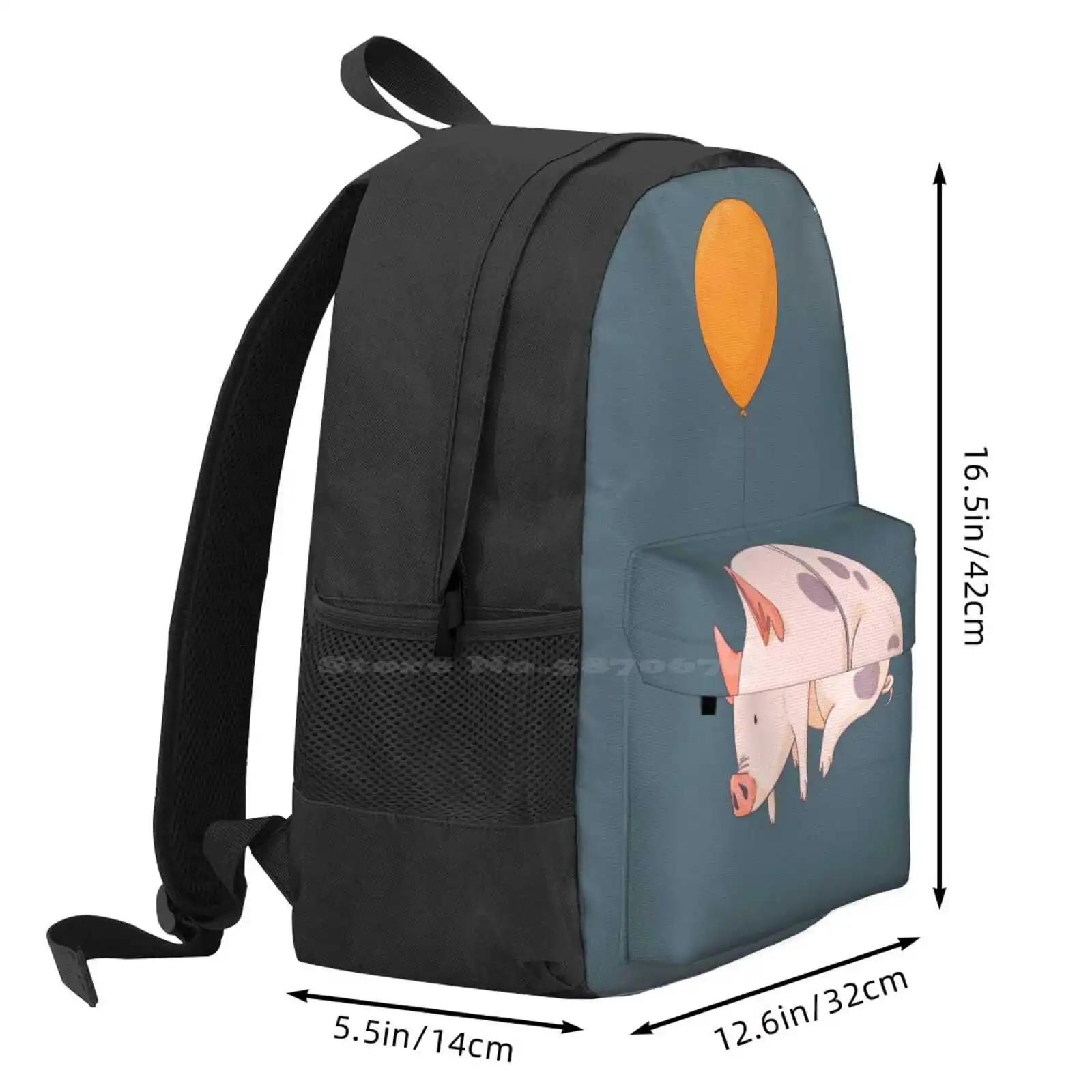 Wanneer Varkens Vliegen Hete Verkoop Schooltas Rugzak Modetassen Miniaturepig Ballon Varkens Huisdieren Digitalart Oranje Roze Vliegen