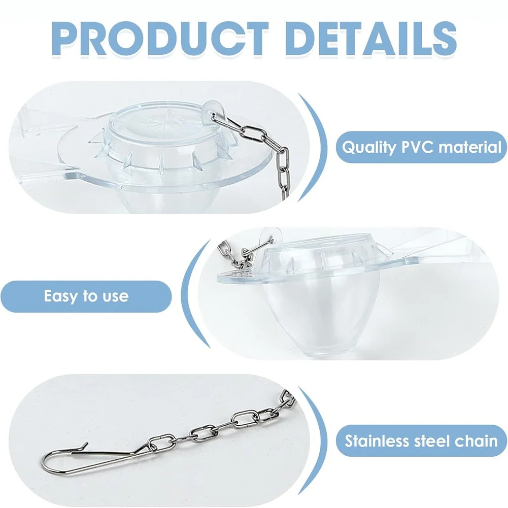 PVC Toilet Tank Flapper Valve Replacement 2 Inch Drain Seal Stopper With Stainless Steel Chain Bathroom Fixtures