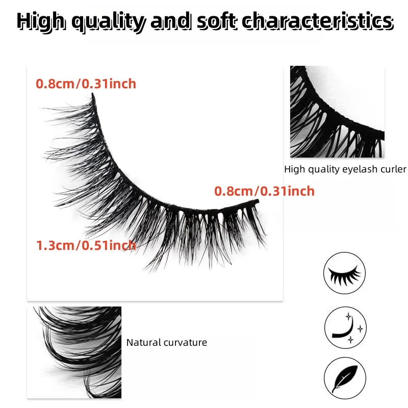 7 paar valse wimpers, donzige wimpers, slanke sprookjeskattenogen, puntige en gestreepte wimpers, verlengd natuurlijk en dik
