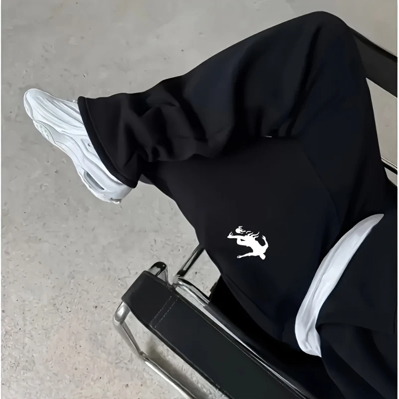 Casual Sports Pants，Printed With A Character Pattern，Fashionable Straight-Cut Design，Suitable For Spring/Autumn Outdoor Clothing