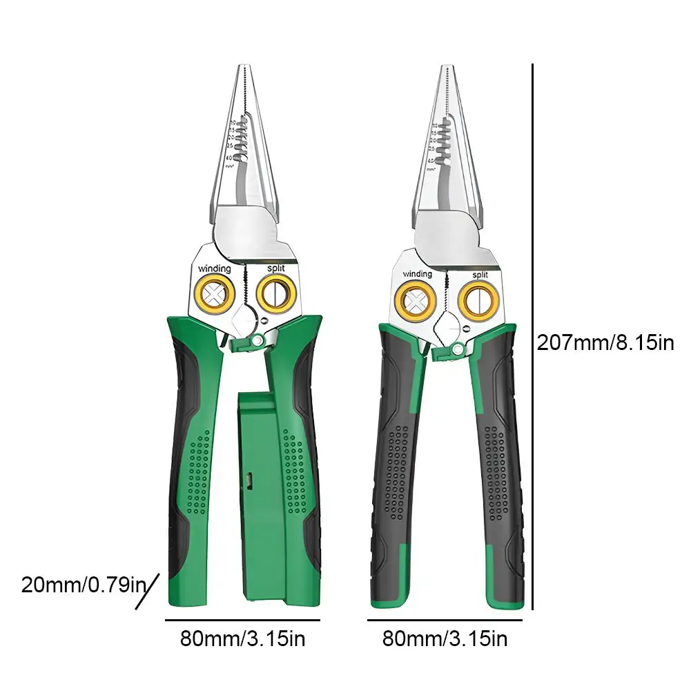 8 In 1 Electrician's pliers multi-function wire stripper stainless steel needle-nose pliers with electrical measurement