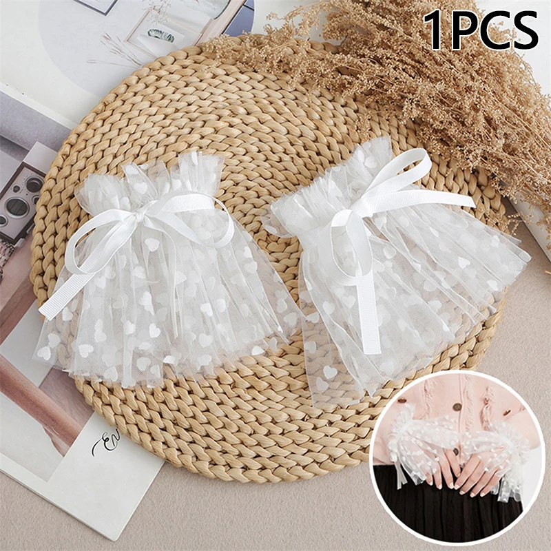 1PC Nail Decorations For Nail Art Lace Fake Pleated Cuff Manicure Photography Props Fake Sleeves Nails Accessories Supplies
