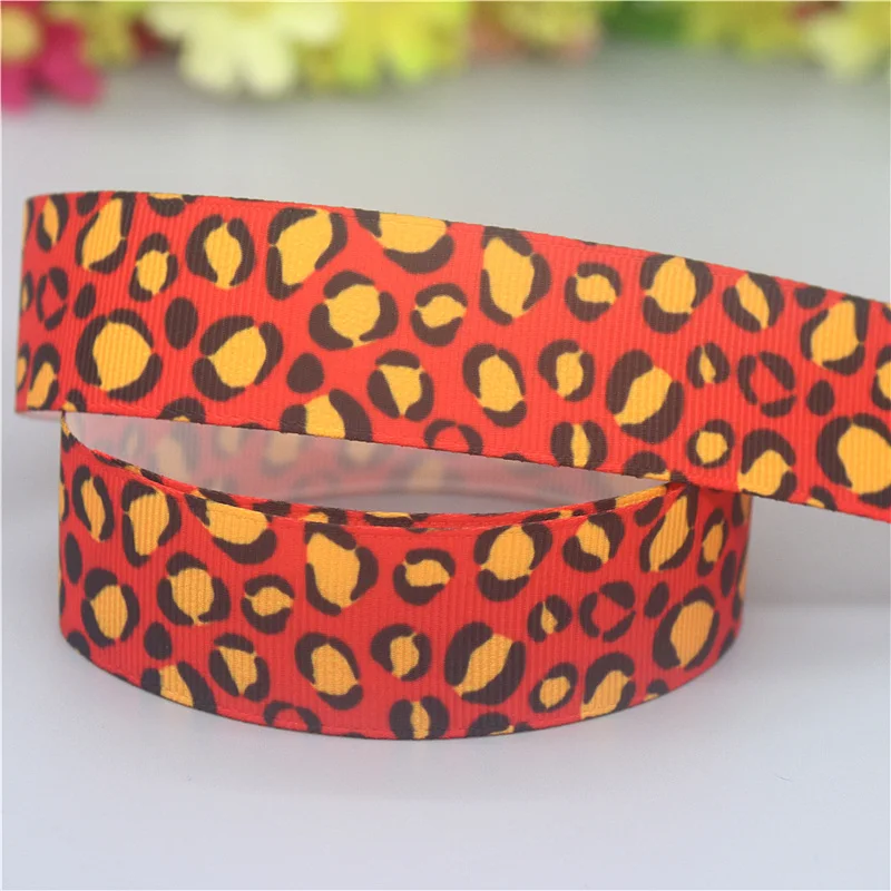 DHK 50yards Zebra Leopard Galaxy Printed Grosgrain Ribbon Accessories Material Headwear Decoration DIY Sewing Craft S2096