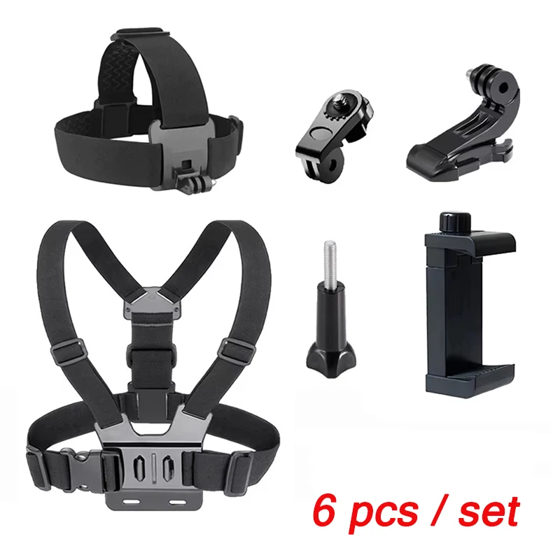 Комплект аксессуаров для крепления на голову/нагрудного ремня/держателя для телефона для Gopro Hero 13 12 11 10 9 8 7 6 5 4 3 2/AKASO EK7000/Brave Комплект аксессуаров для крепления на голову/нагрудного ремня/держателя для телефона для Gopro Hero 13 12 11 10 9 8 7 6 5 4 3 2/AKASO EK7000/Brave