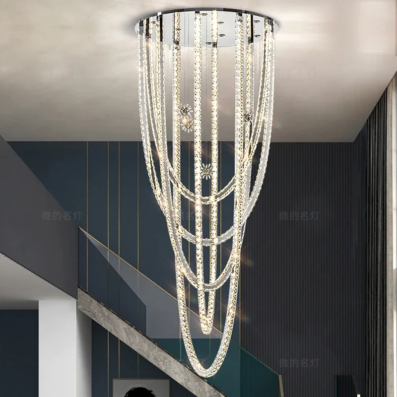 Modern Home Decoration Luxury Crystal Chandelier Staircase Chandelier Living Room Chandelier,ceiling LED Indoor Lighting Fixture