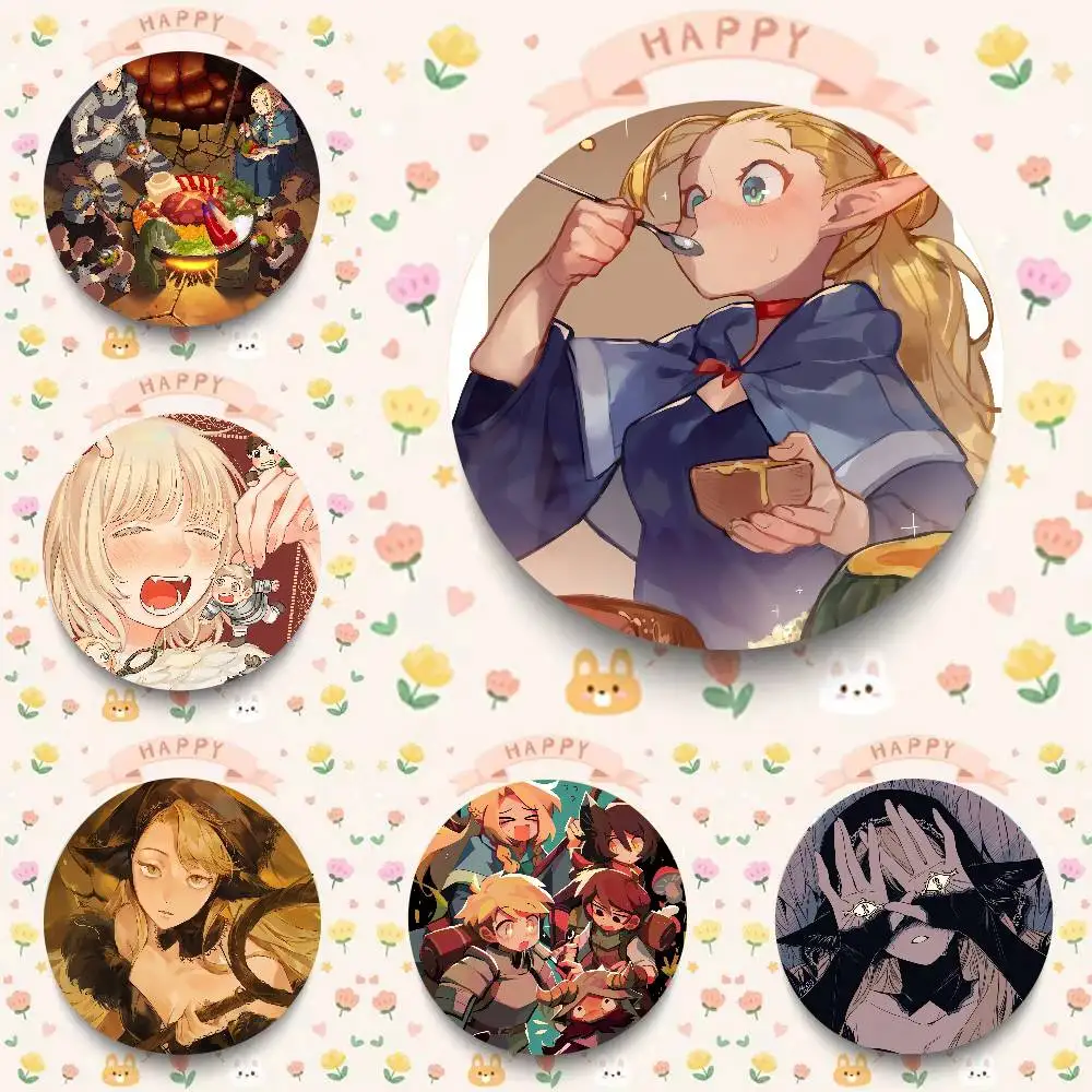 Anime Delicious In Dungeon Oft Button Pin Creativity Manga Round Badge Cartoon Brooches For Bag Jacket Collar Decor Gift ﻿
