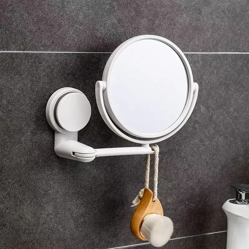 Creative Bathroom White Makeup Mirror Without Drilling Modern Bedroom Folding Double-sided Makeup Mirror Bathroom Accessories