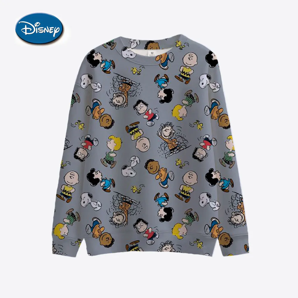 2024 New Cartoon Disney Cute Snoopy print Ladies Sweatshirt Crew Neck Loose Pullover Autumn Fun Print Long Sleeve Top