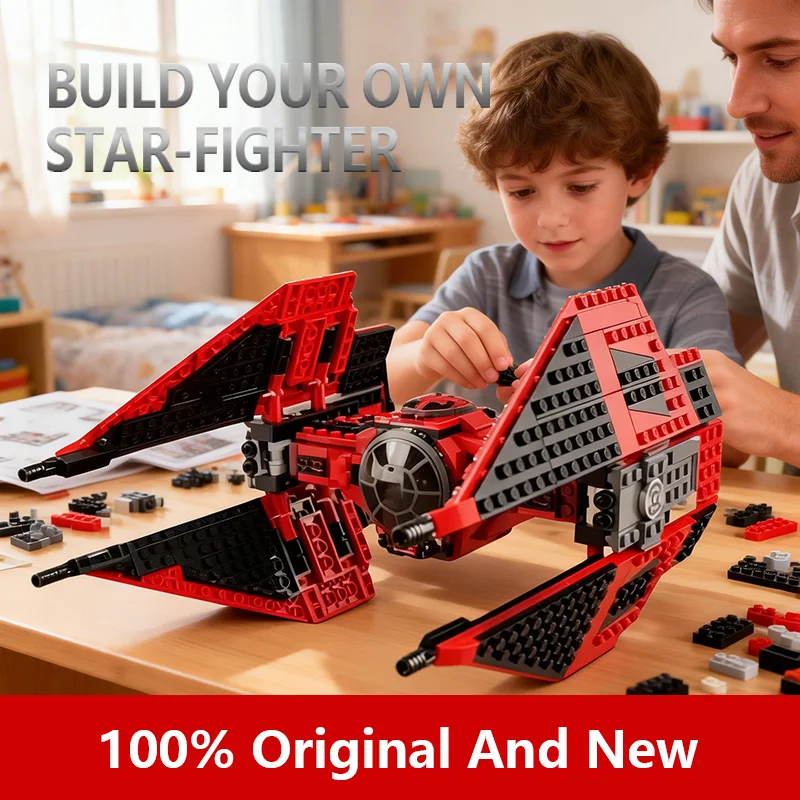 

NEW Red Space Fighter Building Blocks DIY Manual Assembly Bricks Educational Toy for Children Home Decor Collectible Model Gifts