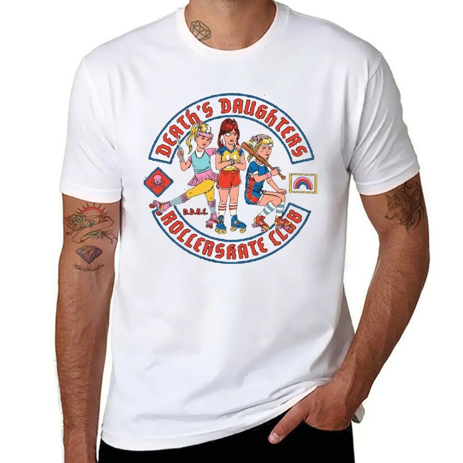 

DEATH&x27;S DAUGHTERS ROLLER SKATE CLUB T-Shirt t shirts for man slim fit funny t shirts cotton T-Shirt