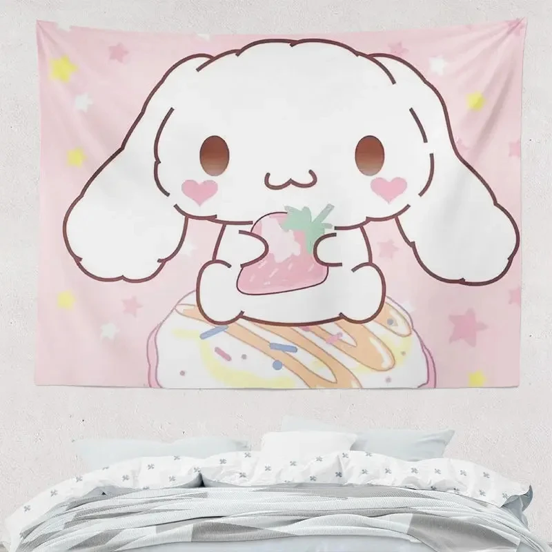 Sanrios Cinnamoroll Kawaii Cartoon Tapestry for Kids Girl Gift Korean Style Room Decoration Wall Hanging Bedroom Wall Carpets