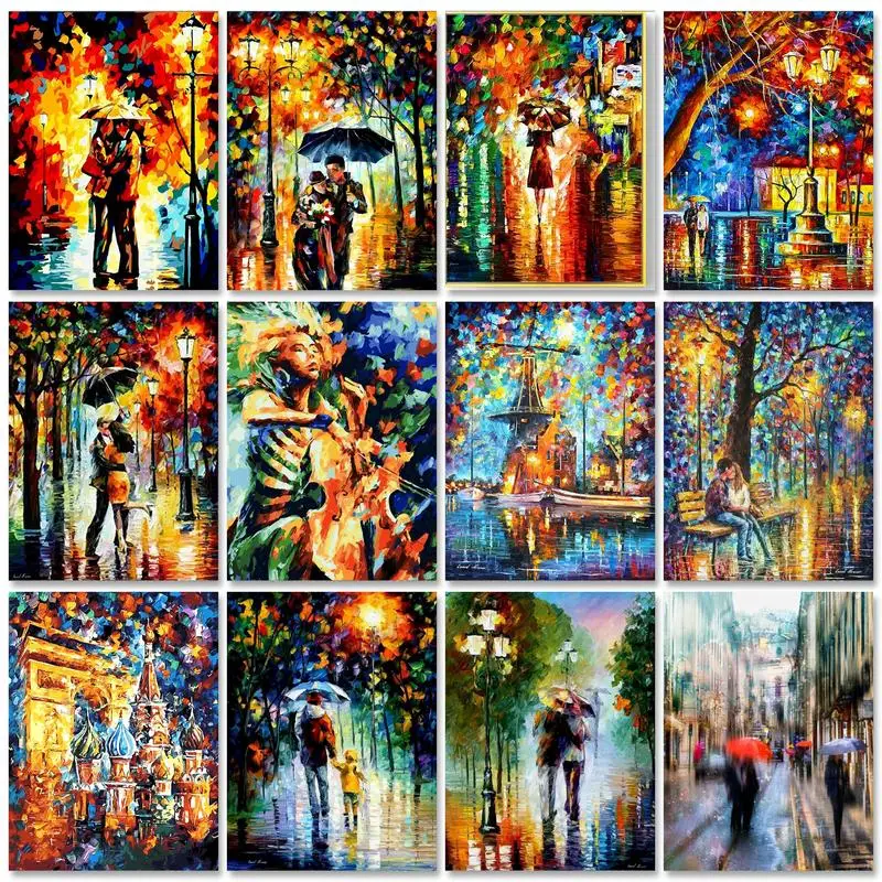 

GATYZTORY Abstract Street Scenery Paint by Numbers for Adults DIY Oil Handpainted Paintings on Number Kill Time Art Supplies